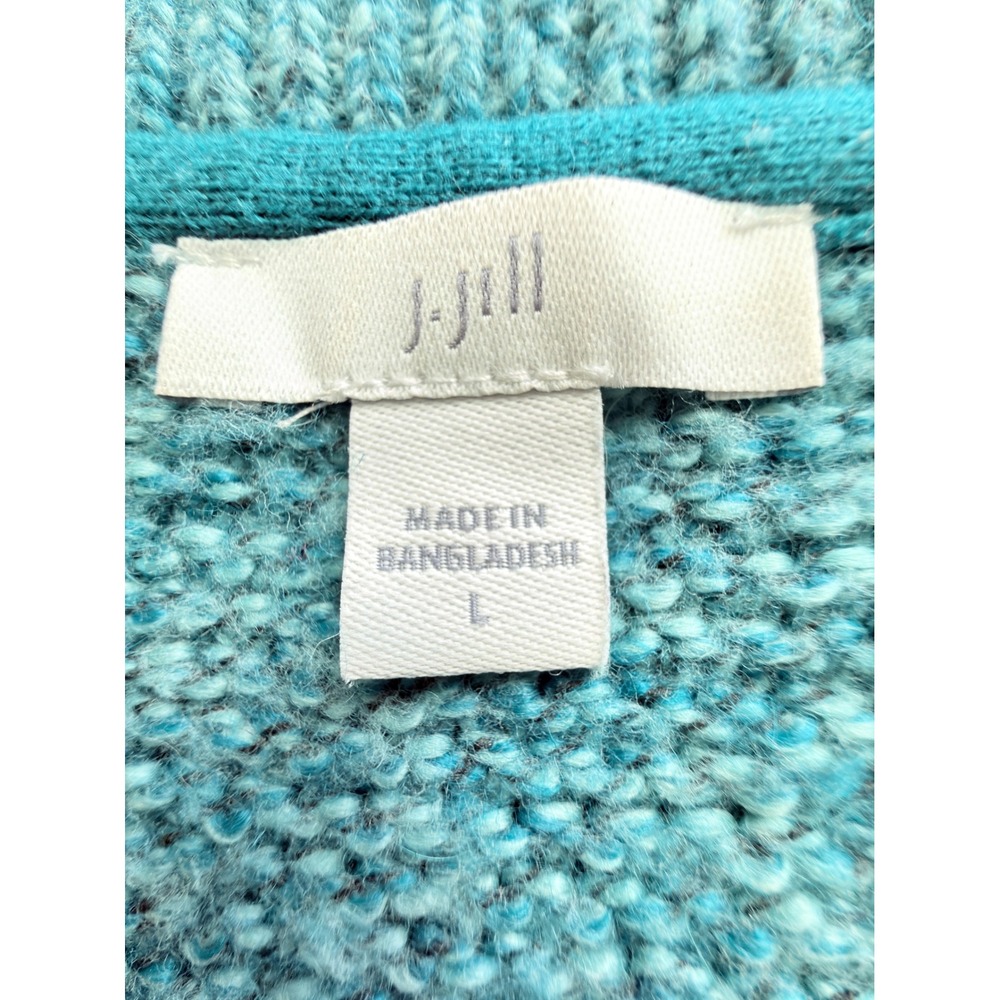 J. Jill Womens Turquoise Blue Marled V-Neck Knit Pullover Sweater Size Large - Picture 13 of 14